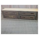 Rustic 4-Drawer Wooden Low Storage Bench