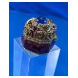 Jeweled Crown Hinged Trinket Box