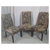 Vintage Floral Tapestry Dining Chairs Trio