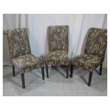 Vintage Floral Tapestry Dining Chairs Trio