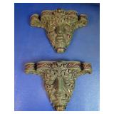 Vintage Green Man Plaster Wall Sconces Duo