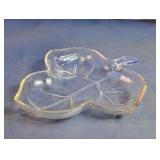Vintage Clear Glass Leaf-Shaped Trinket Dish