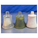 Vtg. Hobnail Glass Peg Votive Candle Holders Trio