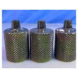 Vintage Green Diamond Point Glass Shades Trio