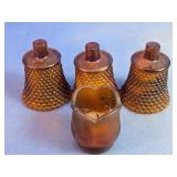 Vintage Amber Glass Candle Cup Lot