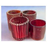 Vintage Red Glass Votive Candle Holders Lot