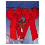Christmas Holiday Decor Lot with Velvet Bows &