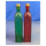 Vintage Frosted Glass Bottles w/Corks Duo