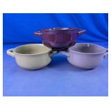 Assorted Ceramic-Look Glass Soup Bowls Trio