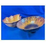 Hand Painted Wooden Bowl & Leaf Glass Bowl