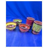 Cactus Canyon Hand Painted Bowl & Cup Lot