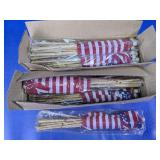 Lot of Miniature US Flags on Wooden Sticks