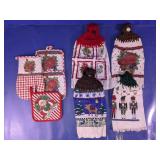 Assorted Christmas Linens and Potholders Lot