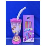 Disney Princess Cup & Neon Straws