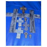 Assorted Rustic Wooden Wall & Table Crosses Lot