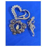 Vintage Costume Jewelry Brooch Trio