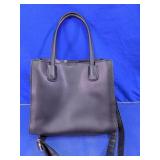 Black Faux Leather Satchel Crossbody Handbag