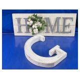 Rustic Wood HOME Sign & Distressed Letter G Duo