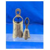 Vintage Brass Engraved Claw Bells Duo