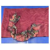 Vintage Floral Valance & Burgundy Fabric Lot