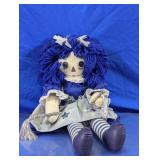 Vintage Blue Yarn Hair Star Print Cloth Doll