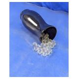 Black Glass Vase w/ Clear Glass Marbles