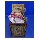 Vintage Porcelain Doll Playing Card Music Box