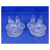 Clear Textured Glass 3-Cone Ring Holder Display
