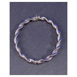 Sterling Silver Twisted Magnetic Bangle