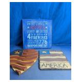 Patriotic Americana Wooden & Slate Wall Decor Trio