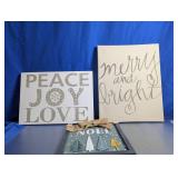 Assorted Christmas Holiday Wall Art Signs Trio