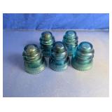 Vintage Hemingray Blue Glass Insulators Lot