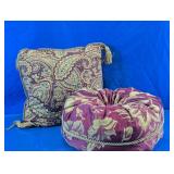 Tufted Round Pillow & Paisley Accent Pillow