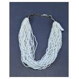 White 30 Strand Beaded Necklace