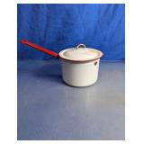 Vintage Enamel Saucepan With Lid