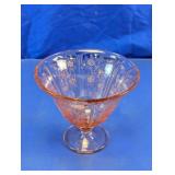 Vintage Pink Depression Glass Rose Footed Bowl