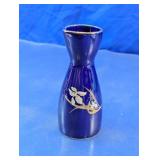 Cobalt Blue Ceramic Floral Sake Carafe