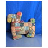 Vintage Patchwork Calico Stuffed Dog Plush
