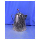 Vintage Black Graniteware Enamel Coffee Pot