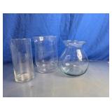 Vintage Assorted Clear Glass Vases Trio