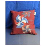 Patriotic Pinwheel Red Throw Pillow