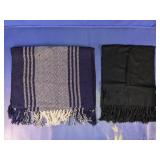 Navy & Black Fringed Scarves Lot