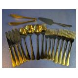 Gold Tone Flatware & Serving Set