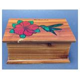 Wooden Hinged Trinket Storage Box