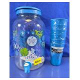 Coastal Glass Drink Dispenser & Tumbler Set