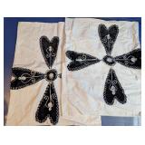 Black Floral Embroidered Cushion Cover Set