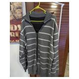 Men Striped Full Zip Mock Neck Sweater
