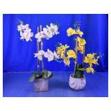 Artificial Potted Orchid Flower Arrangements Pair