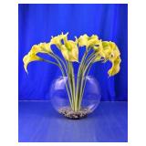 Faux Yellow Calla Lily Arrangement in Glass Vase
