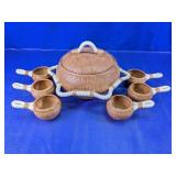 Lidded Bowl & Handled Cup Serving Set